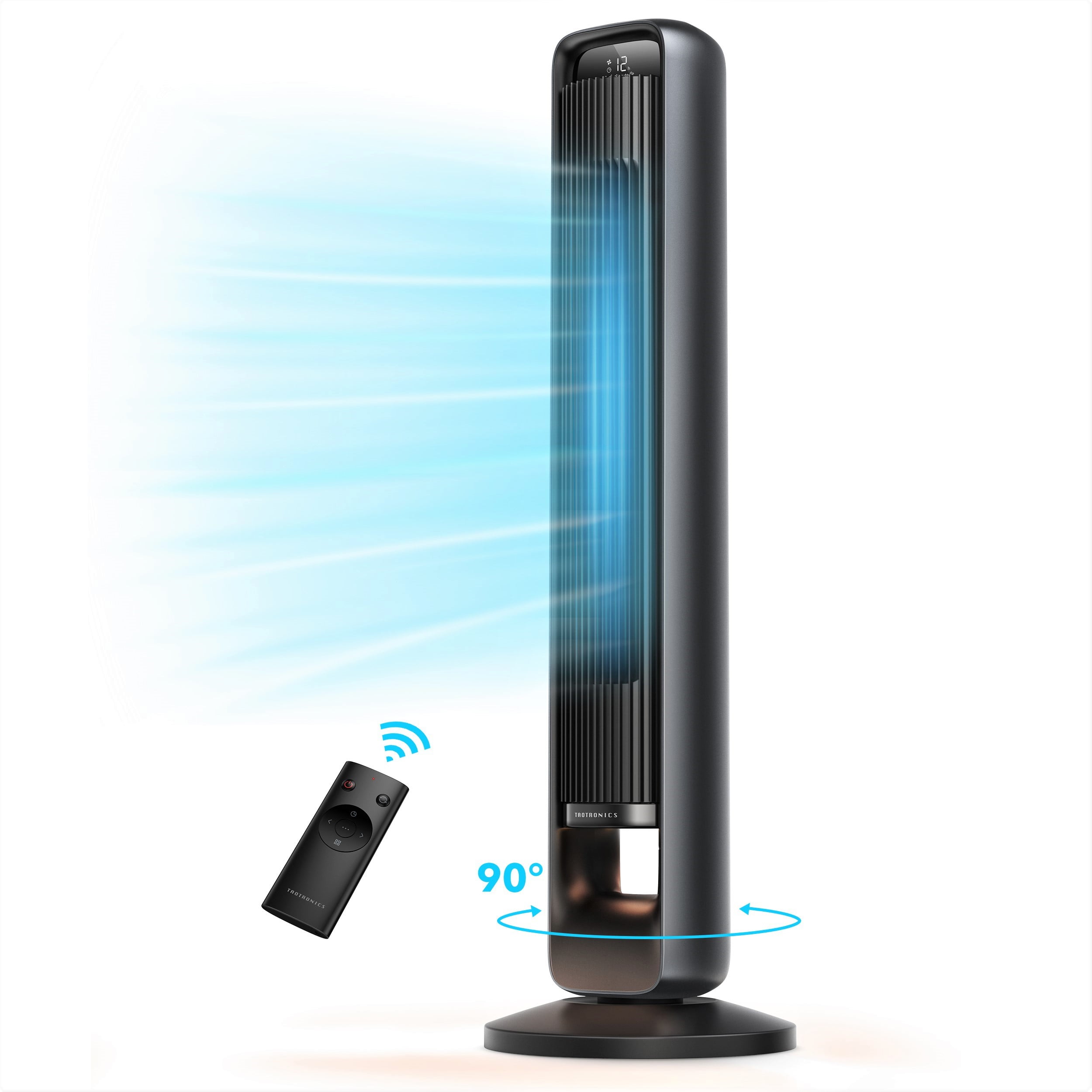 Tower Fan, 42” DC Motor Tower Fan with 28dB, 12 Speeds, 4 Modes, 90