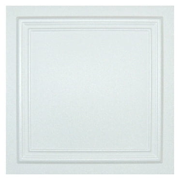 LouZub 19.5 in x 19.5 in White Styrofoam Glue Up Ceiling Tile, 8 Pack