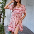 thumbnail image 2 of Vestido Corto Floral Demonsen Cuello en V con Dobladillo con Volantes, 2 of 5