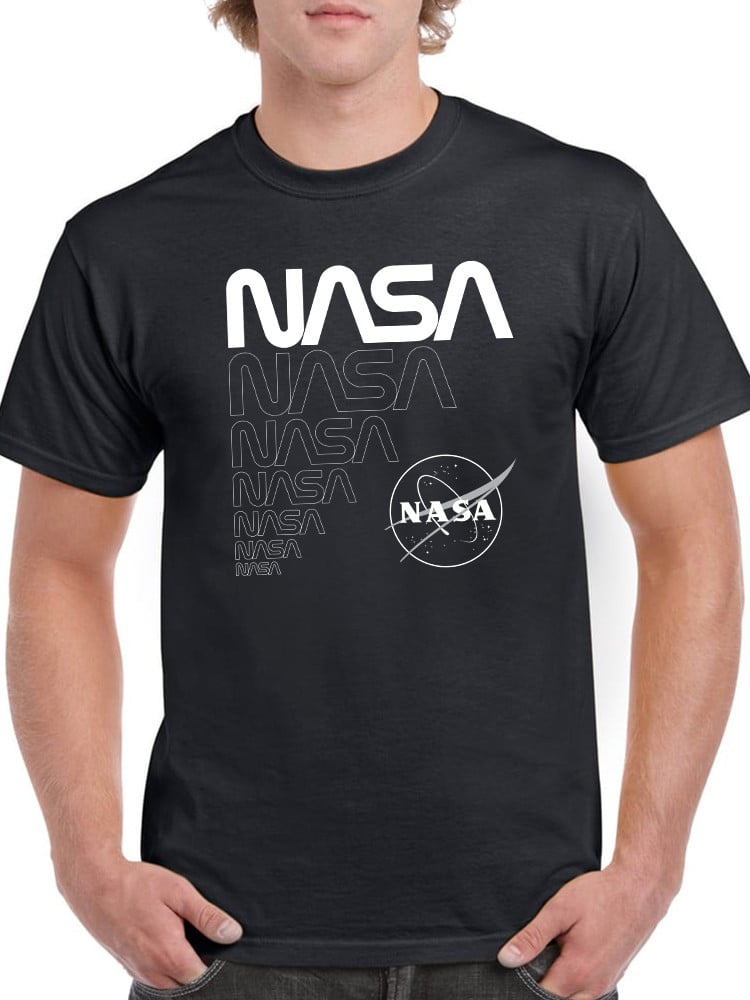 NASA Retro Astronaut Worm Logo Moon Landing Womens or Mens Crewneck T Shirt Tee 