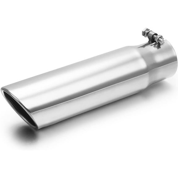 LCGP 2.5 Inch Inlet Exhaust Tip,2.5" x 3" x 12" Polished Exhaust Tailpipe Tip for Truck with Bolt On Design