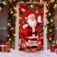 thumbnail image 4 of Cubierta para puerta con escalera de Papá Noel, corona, pancarta colgante, poliéster, interior y exterior, 71 x 35 pulgadas, fiestas navideñas y de Halloween, para el hogar, jardín y patio, 4 of 4