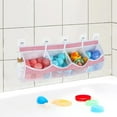 thumbnail image 4 of Large-Capacity Dinosaur Bath Toy Storage Organizer, Pink/White Plastic, 65x16x20cm, Waterproof Mesh Design with Suction Cups for Bathroom or Bathtub, 4 of 6