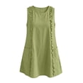thumbnail image 4 of Dvprdro Womens Casual Summer Mini Dress Crewneck Sleeveless Ruffle Detail Side Pockets Shift A Line Dress Solid, 4 of 8