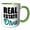 Green/White, variant on 3drose, Real Estate Diva Aqua, 11oz Two-tone Black Mug