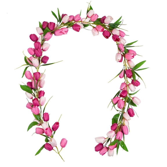 A Artificial Tulip Vine Garland For Spring Decor Wedding Party Outdoor Door Hanging Simulated Rattan In Light Color Scheme