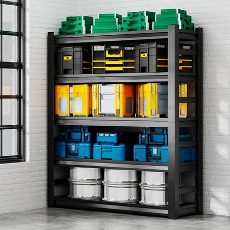 5 Tier Garage Shelving, Heavy Duty Storage Rack, Adjustable Metal Shelf Units, Industrial Warehouse Shelves, 47.2" W x 18" D x 78" H