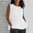 thumbnail image 2 of Cotton Linen Tank Tops for Women Summer Round Neck T Shirts Trendy Sleeveless Basic Tee Loose Fit 2025 Fashion, 2 of 5
