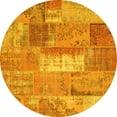 thumbnail image 1 of Ahgly Company Machine Washable Indoor Round Patchwork Yellow Transitional Area Rugs, 6' Round, 1 of 4