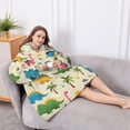 thumbnail image 5 of Oversized Wearable Blanket Hoodie,Beige Toned Dinosaur and Palm Tree Pattern Sherpa Blanket Hoodie with Super Pockets,Super Warm Fuzzy Pullover for Women & Men, 5 of 6