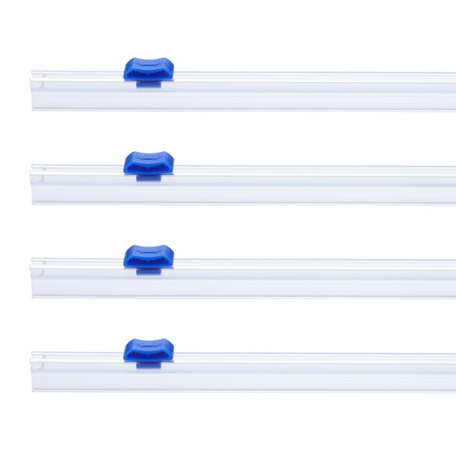 4pcs Plastic Wrap Cutter, 13in Plastic Wrap Slide Cutter Snap Card Slot Installation Replacement for Aluminum Foil Wax Paper Parchment Paper Wrap Dispenser, Blue