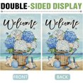 thumbnail image 3 of Dyrenson Welcome Spring Summer Beach Hydrangea Flower Decorative Garden Flag, Coastal Floral Basket Starfish Conch Yard Outside Home Decoration, Nautical Burlap Outdoor Small Decor Double Sided 12x18, 3 of 6