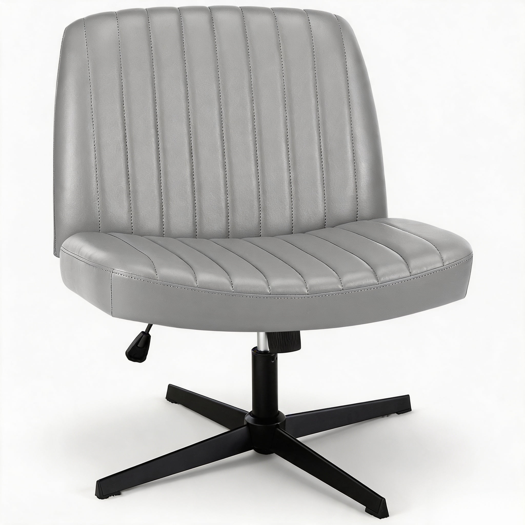 Cross-Legged Armless Swivel Chair without Wheels for Home Office
