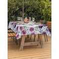 thumbnail image 3 of Outdoor Tablecloth with Umbrella Hole for Patio/Picnic/Party/Camping, Purple Pink Roses Waterproof Table Cloth Rectangle Table Cover Washable, Spring Floral Elegant Pastoral Botanical (54"x 80"), 3 of 8