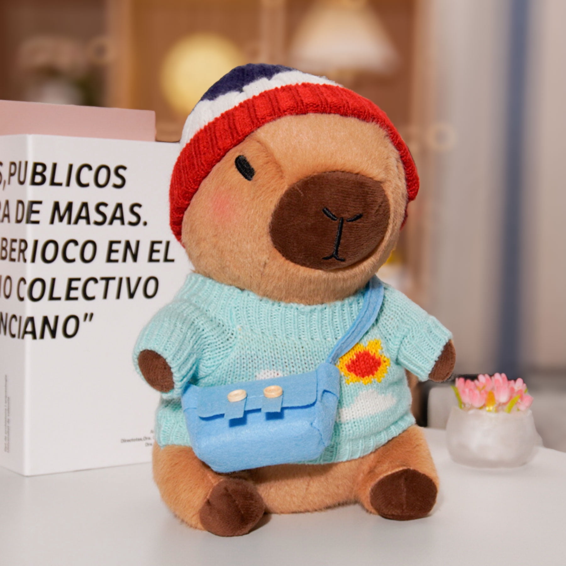 Dress-Up Capybara Plush Toy with Outfit & Accessories Set, Soft Stuffed Animal, 8/9/10-Piece Clothes & Bag Bundle, Gift for Kids