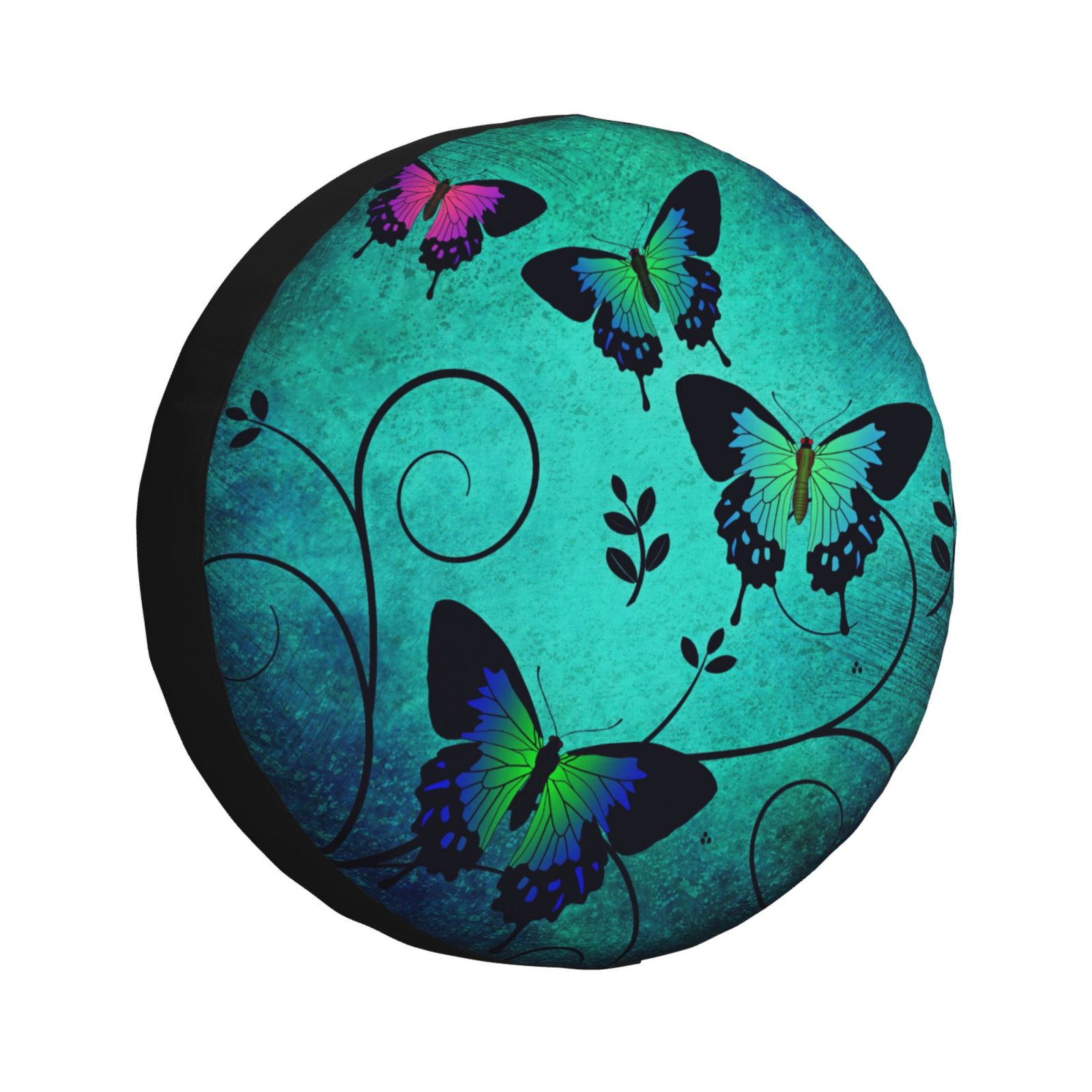 DouZhe Waterproof Spare Tire Cover, Vintage Butterflies Prints Adjustable Wheel  Covers Fit for Jeep Trailer RV SUV Car, 15 inch