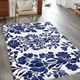 thumbnail image 2 of Abstract Flower Area Rugs 4x6 ft Spring Abstract Dark Blue Floral Vintage Washable Rug Non Slip Indoor Carpet Absorbent Floor Mat for Living Room Bedroom Dining Room, 2 of 9