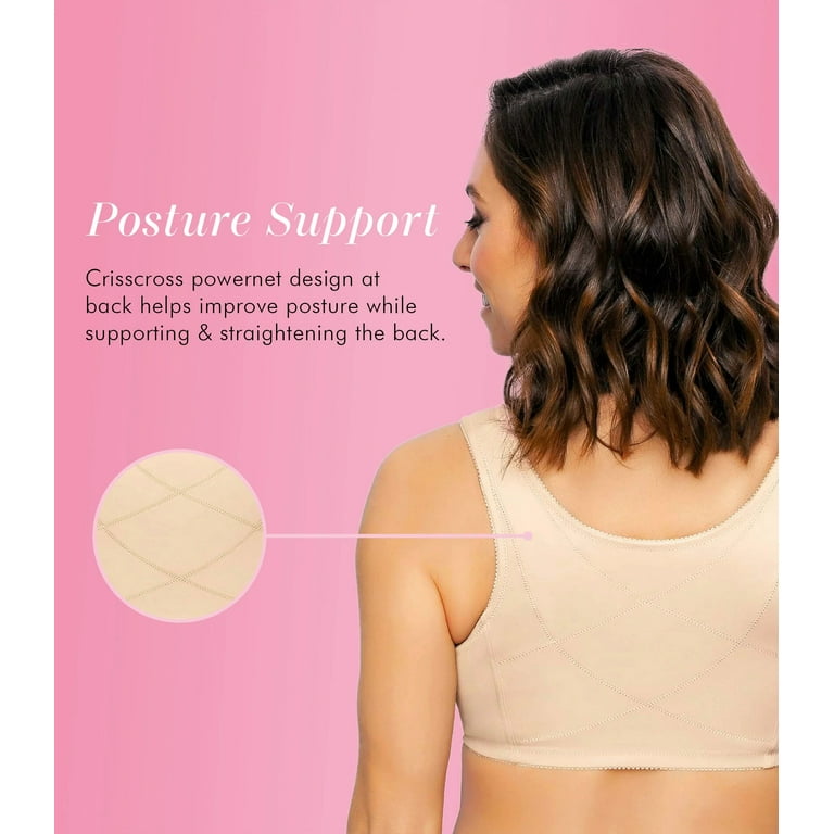 FULLY® Front Close Wirefree Cotton Posture Bra with Lace
