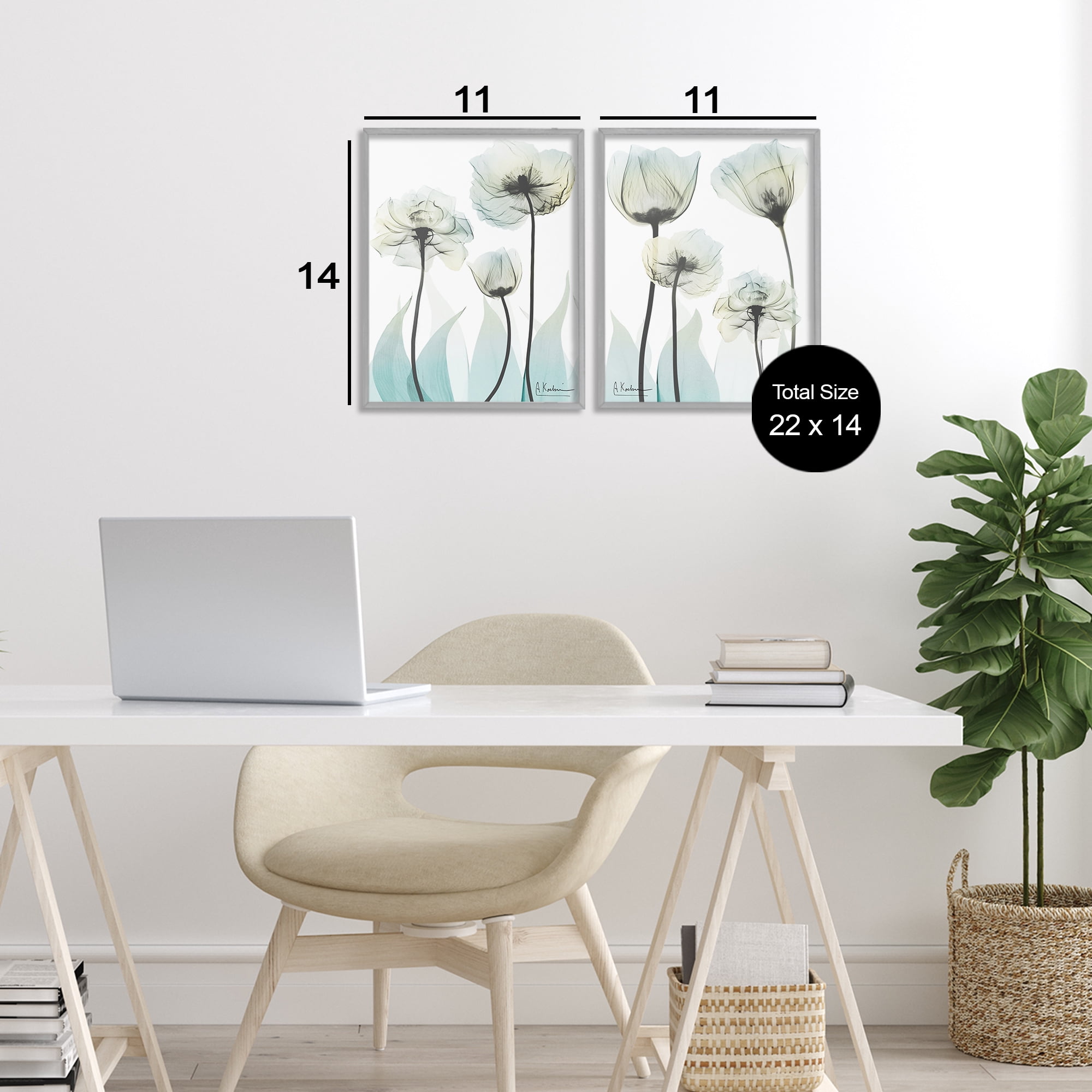 Stupell Industries Luxury Of Creation Flowers 2 Piece Gray Framed Giclee Art Set, design by Albert Koetsier