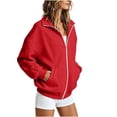 thumbnail image 3 of Zip Up Sweatshirt Women Casual Loose Fit Long Sleeve Jacket with Pockets Full Zip Front Lightweight Outerwear for Daily Wear, 3 of 8
