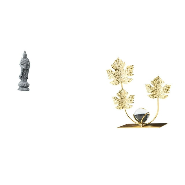 Estatua de Guan Yin,Estatua de Guan Yin para decoración del hogar.,Estatua de estatuilla,Estatuas de hojas y flores de metal,esculturas decorativas.,Inicio Arte Figuras Estante Mesa Gabinete