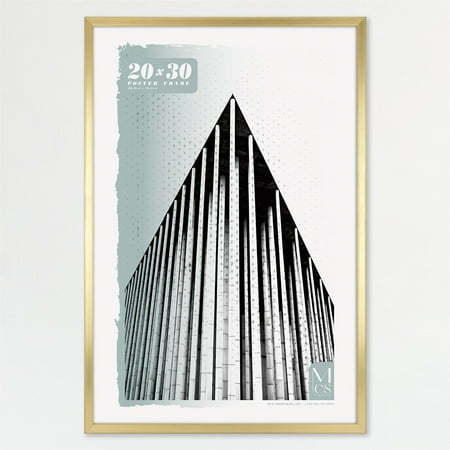 MCS Foundation 16x24 Poster Frame Traditional Brass, Vertical & Horizontal Wall Hanging Large Picture Frame for Photos, Posters & Art Prints (1-Pack)