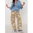 thumbnail image 4 of sicmoss Women's Khaki Y2K Distressed Barrel Jeans Baggy Wide Leg Floral Print Long with Patchwork, 4 of 6