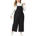 thumbnail image 2 of Agnes Orinda Women's Plus Size Overalls Pants Denim Bib Casual Stretch Adjustable Suspenders Jumpsuit 1X Black, 2 of 6