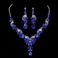 thumbnail image 6 of SmartBy 1 Set Jewelry Set Necklace Earrings Luxurious Rhinestone Exquisite Sparkling Color Matching Pendant Necklace Long Hanging Earrings Bride Neck Ear Decoration Jewelry, 6 of 7