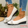 thumbnail image 2 of Ballet Shoes for Women Glitter Rhinestone Band Casual Suede Low Wedge Work Business Shoes Comfortable Dress Flat Shoes White Size 8.5, 2 of 7