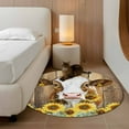 thumbnail image 3 of Round Rugs 4 Ft, Farmhouse Cow Non Slip Area Rugs for Kitchen Bedroom Entryway, Vintage Country Sunflower Brown Wood Washable Carpet Runner Rug Floor Mats for Bedroom Home Decor, 3 of 9
