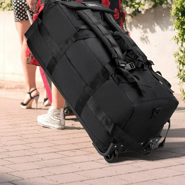 Mochila de bolsas de lona con ruedas. Negro