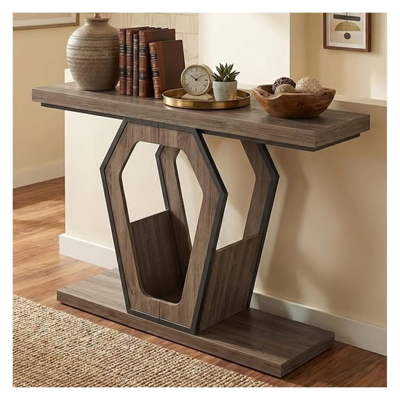 47.3" Console Table,Openwork Bracket Sofa Table, Wood Narrow Entryway Table for Hallway, Behind The Couch, Living Room, Foyer, Easy Assembly (Maple Wood Color)