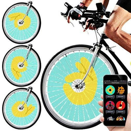 Swagtron SWAGLIGHT Bike Spoke Lights w/Mobile App & Theft Alarm - Bicycle Spoke Safety Light, Ultra-Vivid LED Bulbs, 16 Million Colors; Display Custom Images & GIFS Using Your iPhone or Android (Best Theft App For Android)