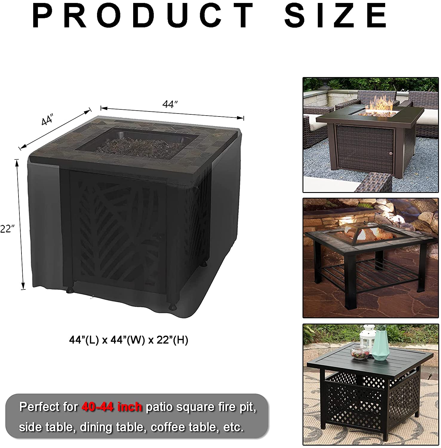 Heavy Duty Patio Table Cover, Gas Firepit Cover Waterproof Outdoor Furniture Cover