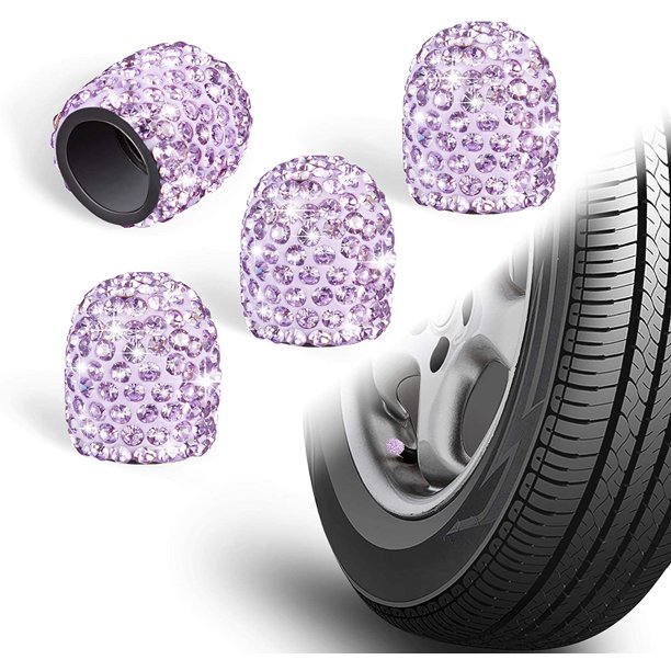 Tapas de válvula de neumático, tapas de polvo de válvula universal de diamantes de imitación brillantes, accesorios de coche ostentosos para SUV, coches, camiones, bicicletas, púrpura, 4 Uds. oso de fresa Electrónica