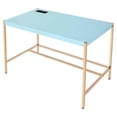 thumbnail image 5 of Spaco Desk with USB Port in Baby Blue Finish, Wooden Top Writing Desk, Desk with Gold Frame, Blue, 5 of 9
