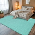 thumbnail image 5 of Turquoise 5x7 Area Rugs, Farmhouse Burlap Solid Teal Color Modern Linen Texture Non-Skid Rubber Backing Large Rectangle Rugs - Living Room Bedroom Home Office, Indoor Floor Mat Carpets Washable Rug, 5 of 9