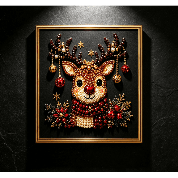 Premium 3D Pearl Christmas Wall Art Kit | Luxury Flocked Canvas with Scratch-Resistant Non-Fading Pearl Beads DIY Holiday Decor Diamond Painting Without Frame Relaxing & Beginner-Friendly