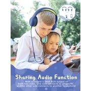 Kids Headphones for School Home Tablet Travel, Sharing Sounds Function, Foldable Wired Kids Headphones with Microphone