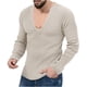 thumbnail image 1 of Blusas y camisas de manga larga con cuello en V para hombre, camisetas casuales de manga larga, jersey de punto, camisa de color liso con cuello en V, blusa para hombre, 1 of 6