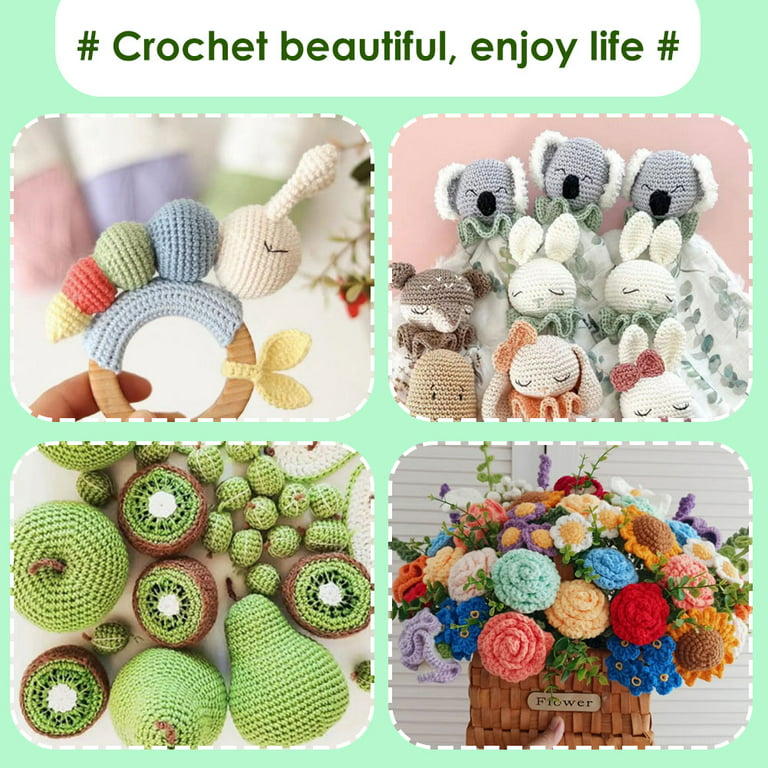 87 Piece Crochet Kit with Yarn Set Premium Bundle Includes 9 Crochet Hooks, 48 Acrylic Crochet Yarn Balls, 6 Needles, Book, Bags and More Beginner An