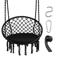 thumbnail image 1 of Gymax Hammock Swing Chair with Cushion Hanging Hardware Kit Indoor Outdoor Black, 1 of 10