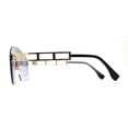thumbnail image 4 of Curved Top Shield Half Rimless Rectangular Sunglasses Gold Blue, 4 of 4