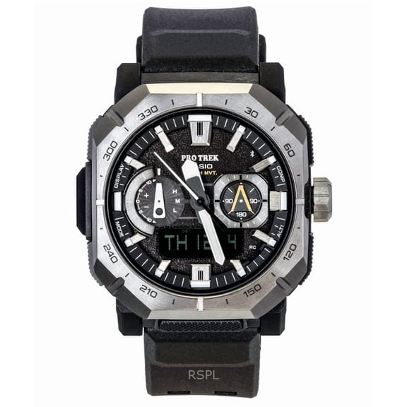 Casio Pro Trek Analog Digital Smartphone Link Black Rubber Strap Black Dial Solar PRW-B1000-1 100M Men's Watch