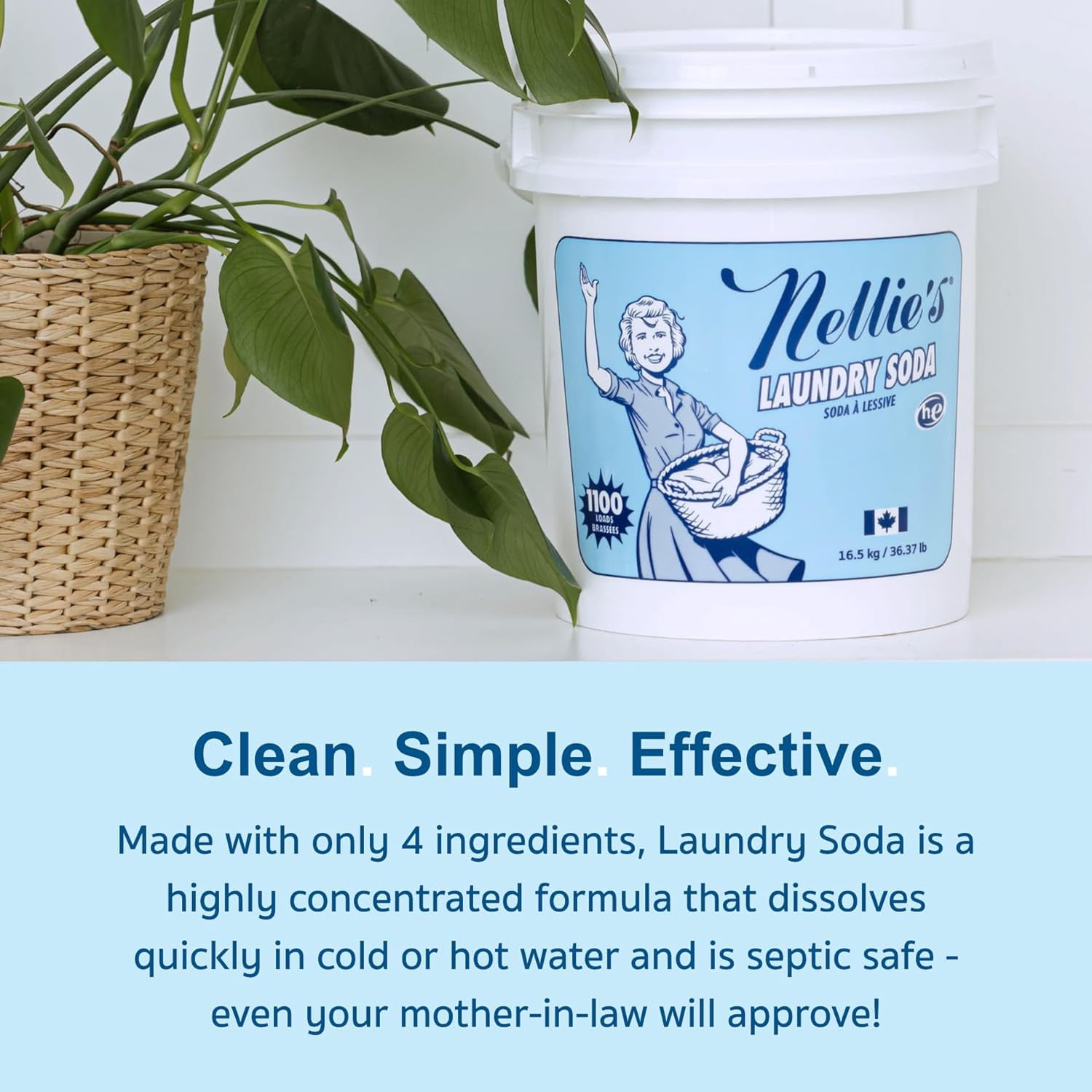 Nellie's Laundry Soda - Concentrated Laundry Detergent Powder - 1100 Load Bulk Format - Gentle on Skin and Environment - Fragrance-Free