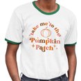 thumbnail image 2 of Take Me to the Pumpkin Patch Ringer Tee Shirt Unisex Medium White/Kelly Green, 2 of 5