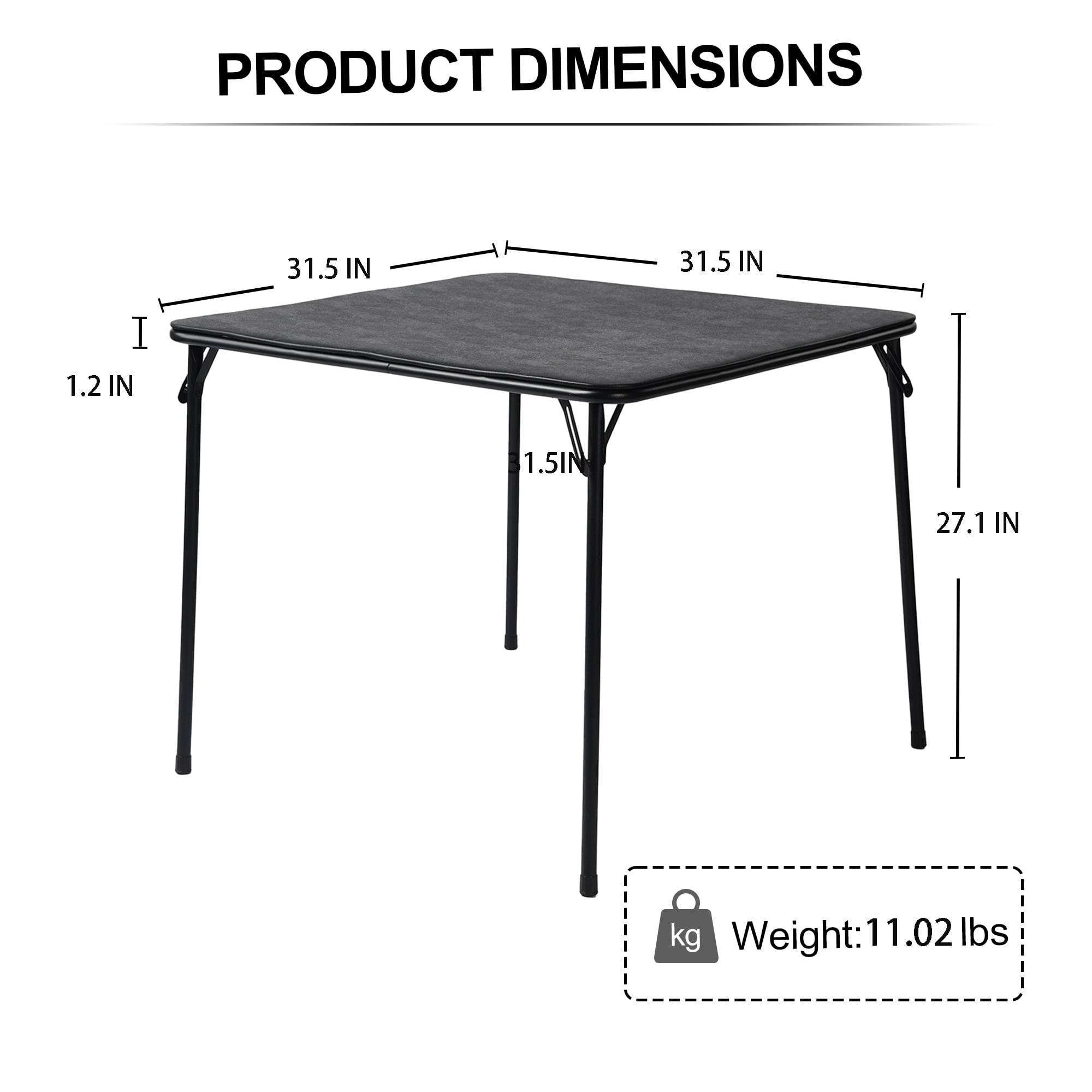 Homy Casa 31.5" Folding Card Table, Portable Table for Dining, Camping, or Game Night, Black