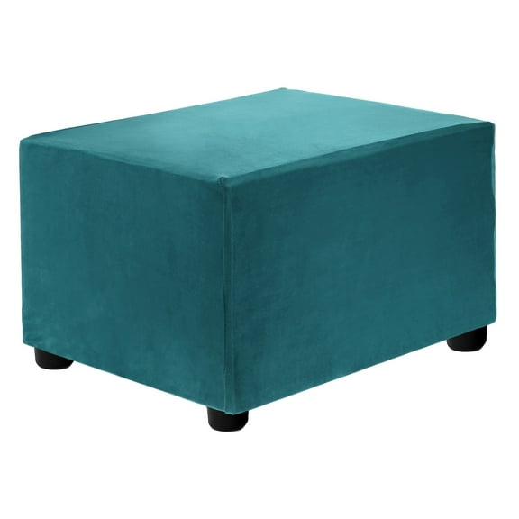 Stretch Ottoman Cover Rectangular Square Ottoman Slipcover with Elastic for Foot Stool Living Room Bedroom Fit Length 50-76cm / 19.69"-29.92", S-Large, Blue