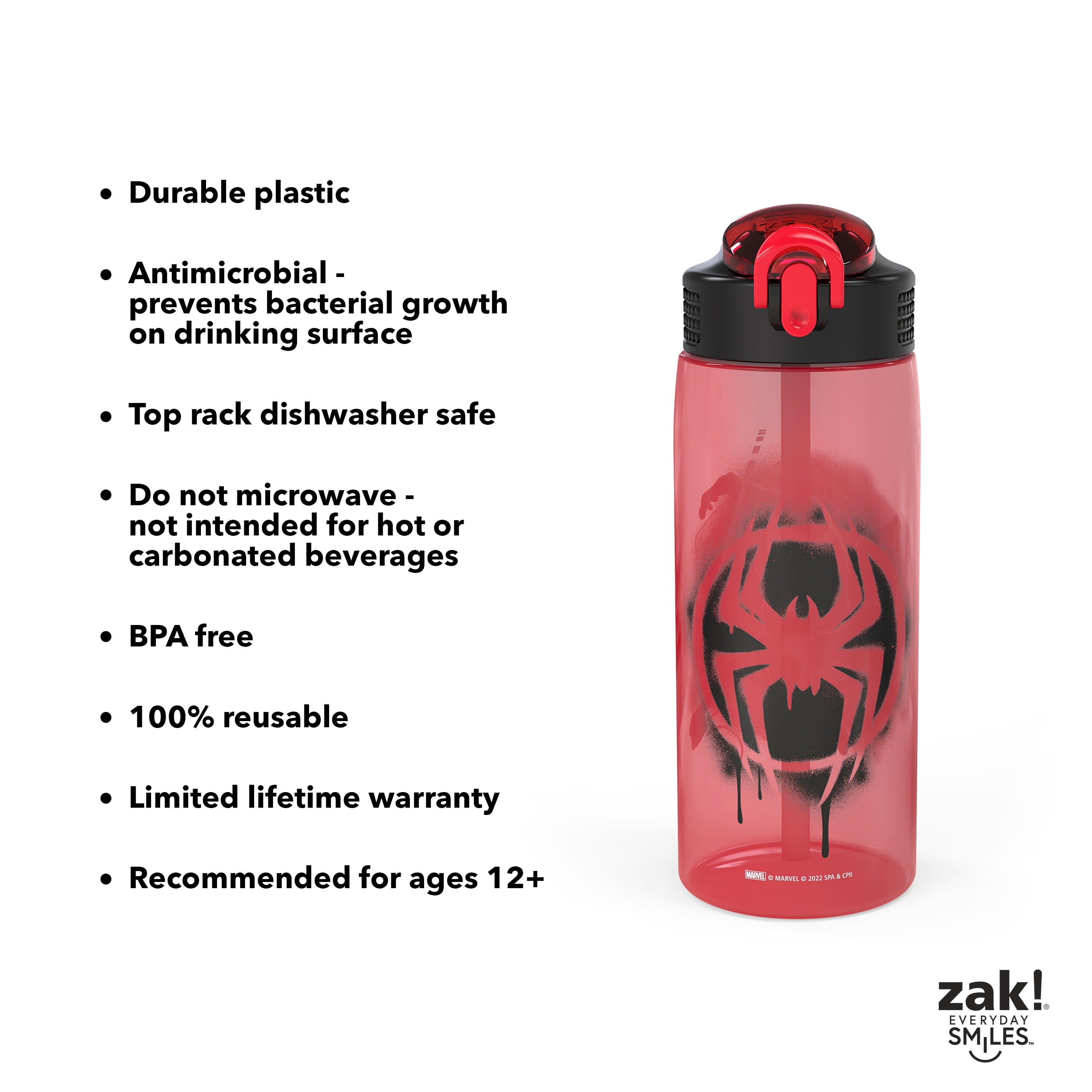Zak Designs Marvel Comics 13.5 ounce Vacuum Insulated Stainless Steel Water  Bottle, Spider-Man